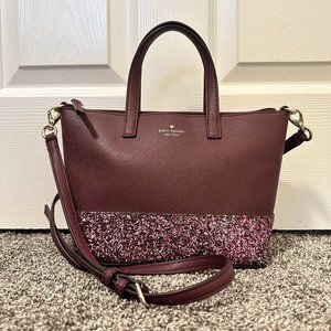 Kate Spade Women's Greta Court Cherrywood Glitter Small Crossbody Purse Handbag